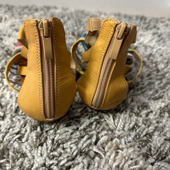 Nine West Calypso Gladiator Strappy Sandals 7.5 Rainbow Stripe Faux Leather - Picture 5 of 9